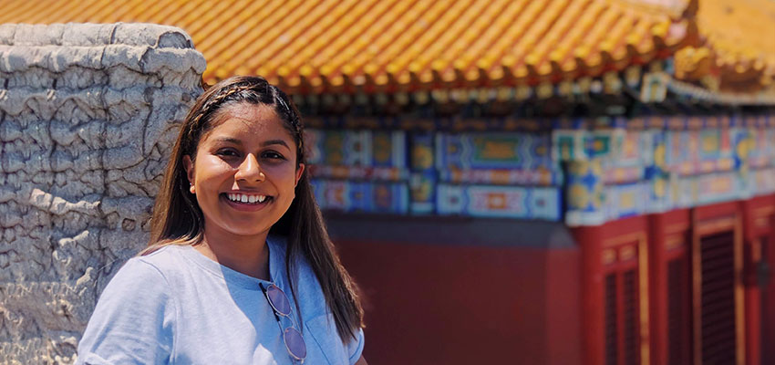 student visiting the Forbidden City in Beijing China