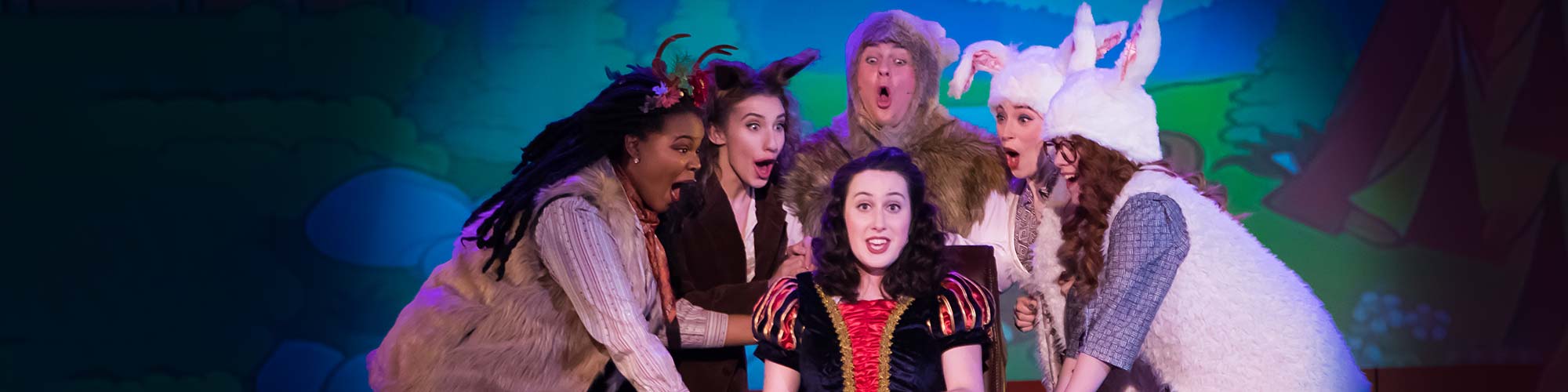 Student performers show a surprised expression during “9 to 5.”