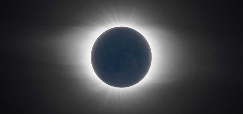 Moon in front of the sun for a total solar eclipse illustration