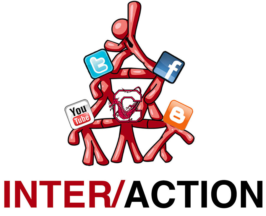Icon showing figures of social media platforms forming a tower
