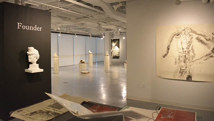 View of the Founder exhibition from the welcome desk