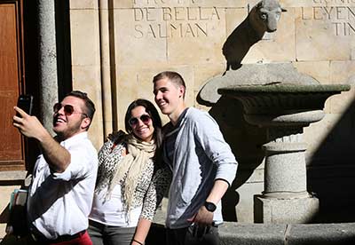 Cortland students taking a selfie abroad