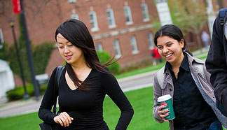 Two international students on campus