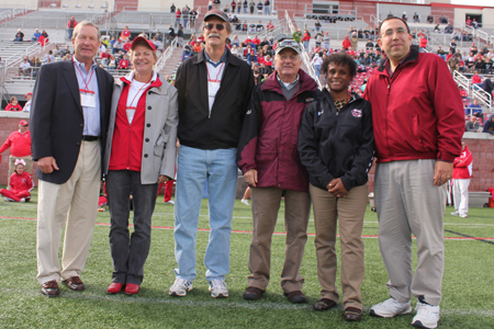 C-Club Hall of Fame 2012 honorees on playing field