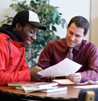 Student getting help in Career Services
