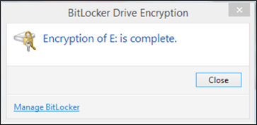 Screenshot of encryption completion message
