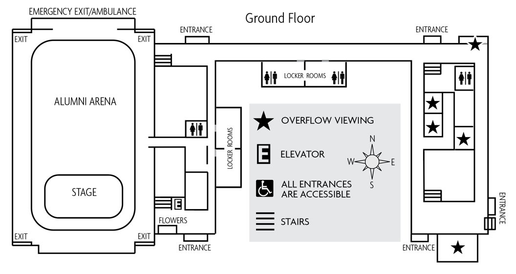 Map of Park Center overflow seating locations