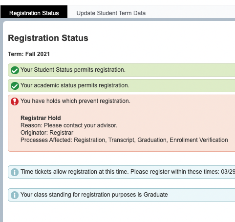 Screenshot of the Prepare for Registration page.