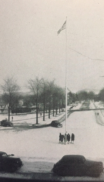 Flagpole in front of Old Main