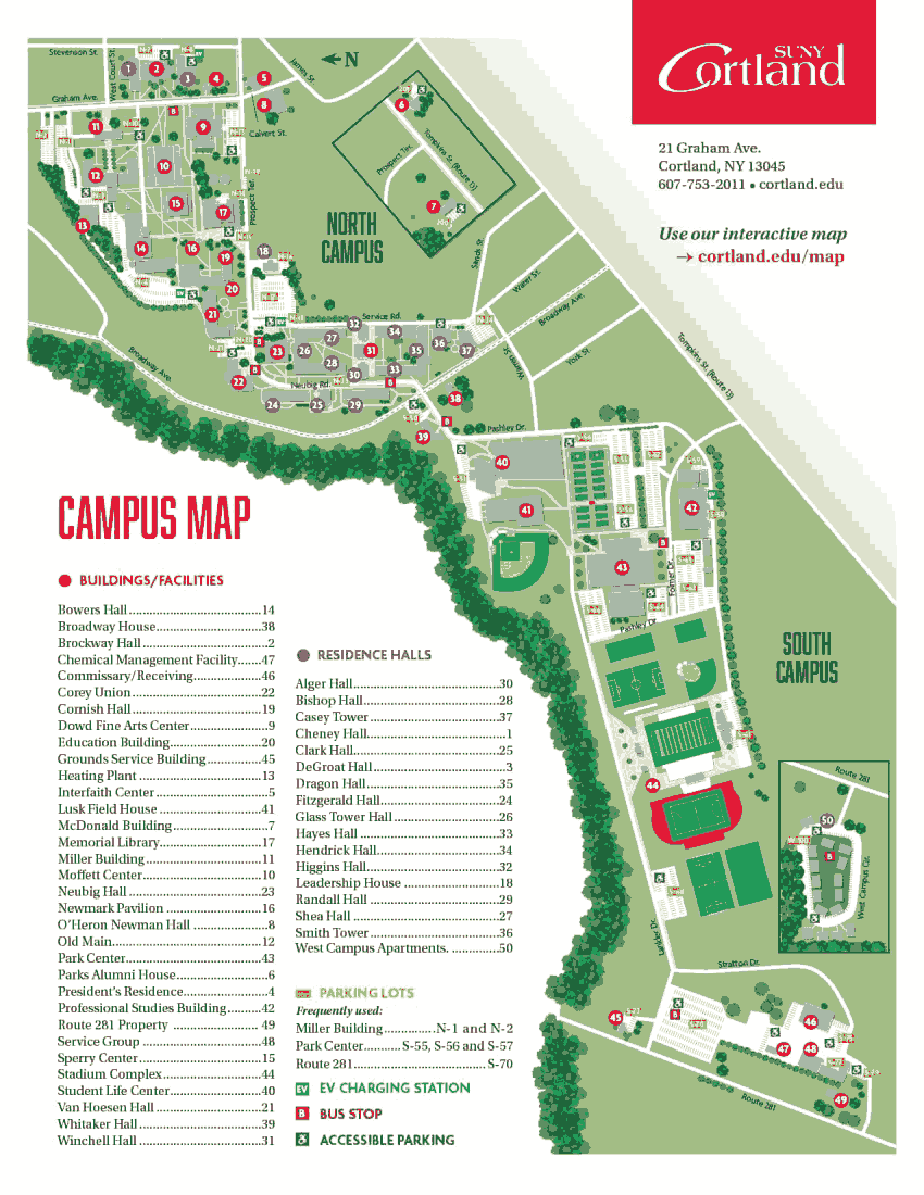 Suny Cortland Campus Map Maps and Directions   SUNY Cortland