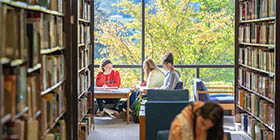 Students studying in the library