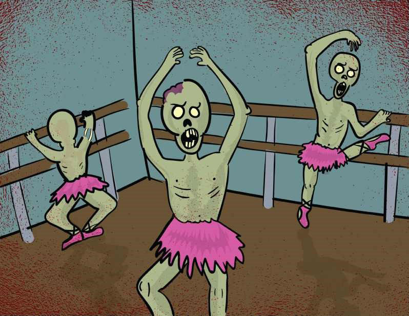 Artist depiction of zombie ballerinas 
