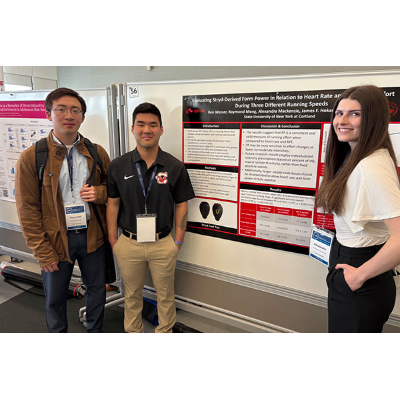 Three kinesiology student researchers, from left, Raymond Meng, Ben Wasser and Alexandra Mackenzie