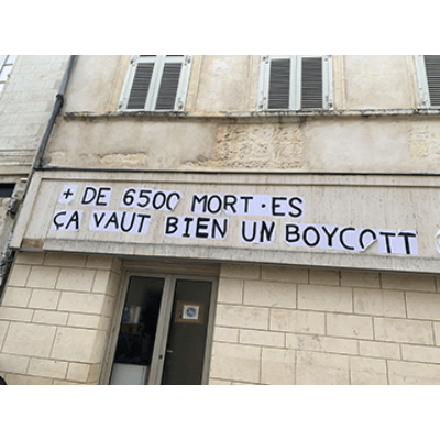 First place Maya Iwanejko More than 6500 Deaths, this is worth a boycott La Rochelle France