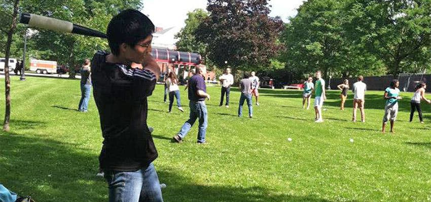 Playing Baseball in SUNY Cortland's Public Park