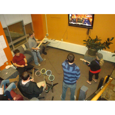 Students playing Rock Band