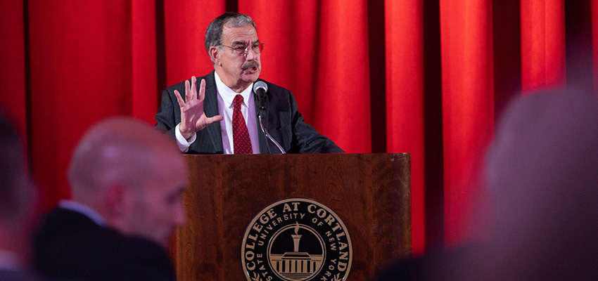 President Bitterbaum speaks at a podium