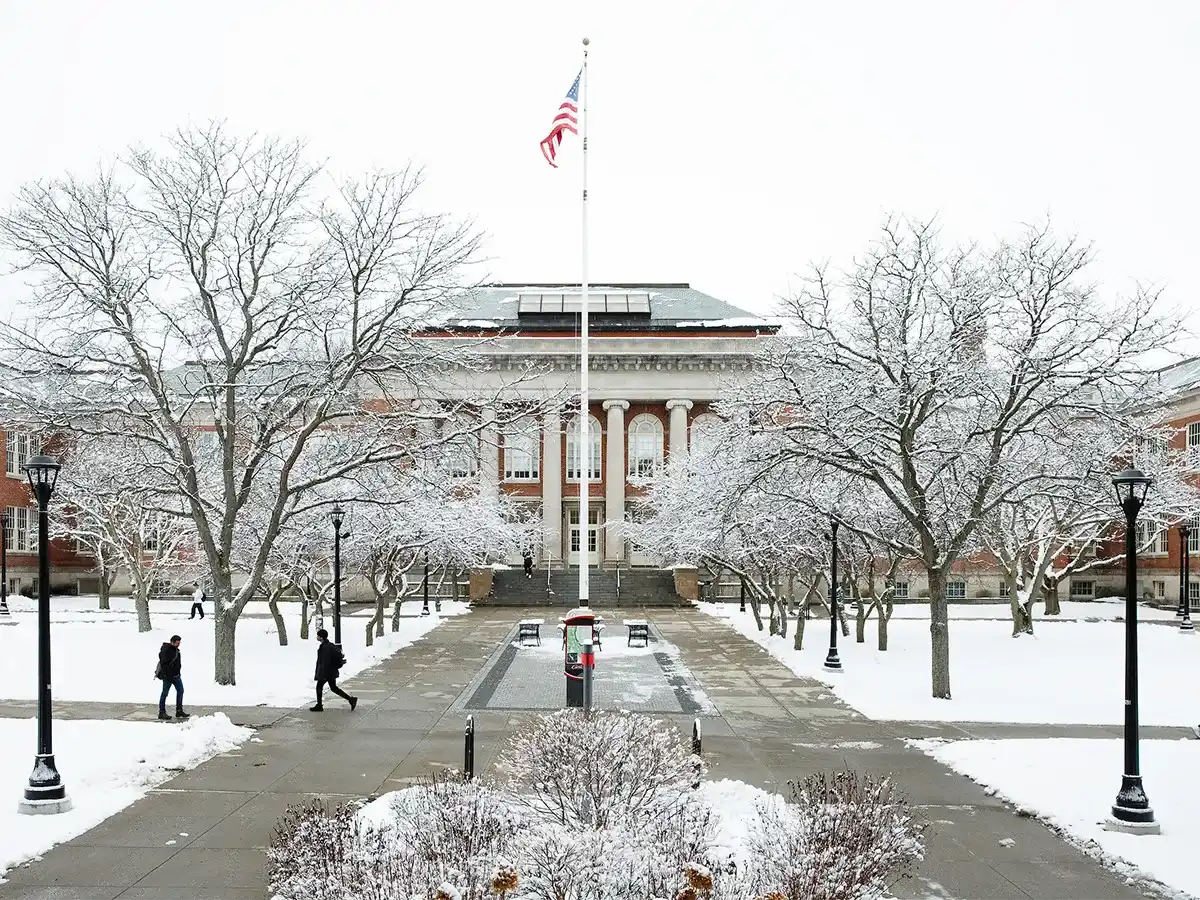Snowy view of Old Main