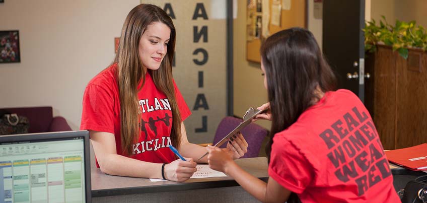 Students in Financial Aid Office