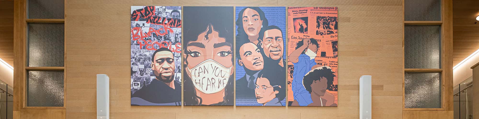 Black Lives Matter mural created by students in Moffett Center