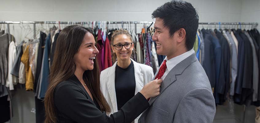 Students dressing for job interview