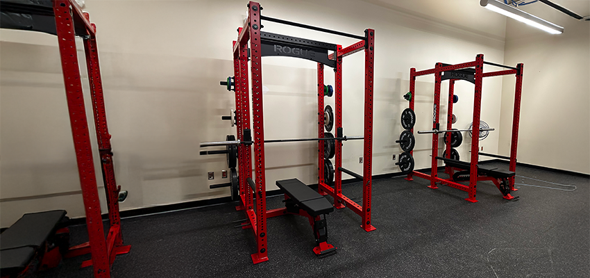 Brand new human performance lab features 4 weight racks built 2026