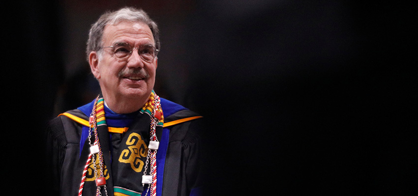 President Bitterbaum smiles at Undergraduate Commencement