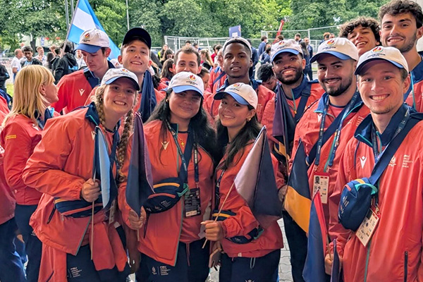Group picture of Sport Management Students volunteering at the FISU 2025 Summer games