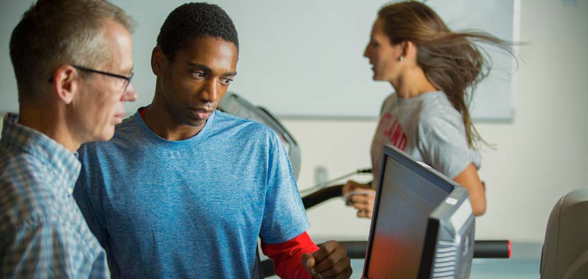 Student and professor conducting research