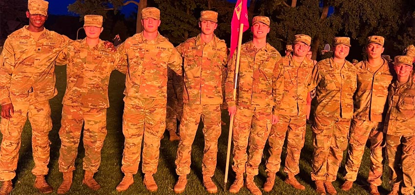 Army ROTC at night in fatigues