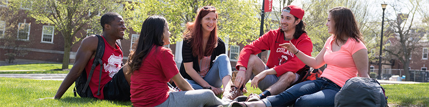 Students on the lawn outside of Moffett Center