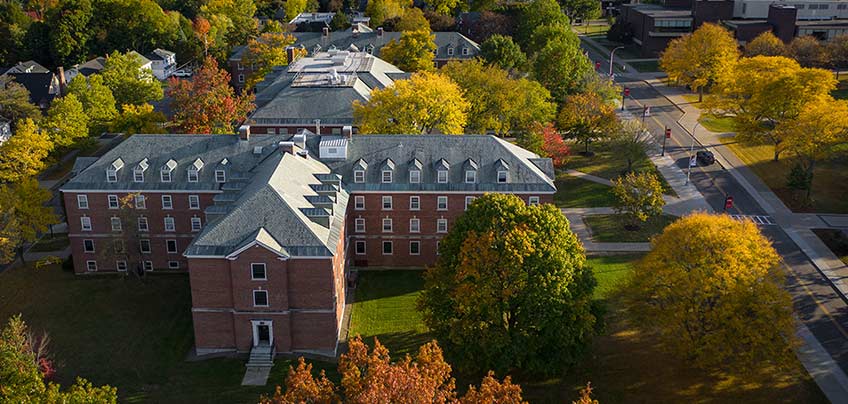 Aerial photo of Cheney Hall and Graham Avenue