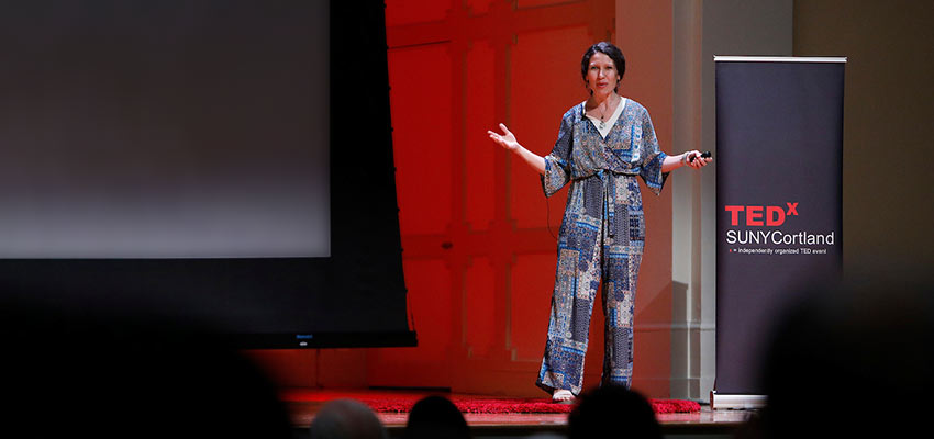 Shena Salvato giving her TEDx talk