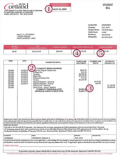 Sample Bill Notes Suny Cortland