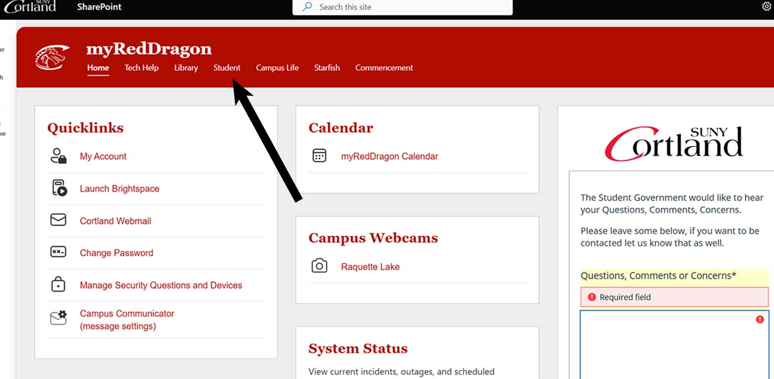Guide-to-student-tab-via-home-page