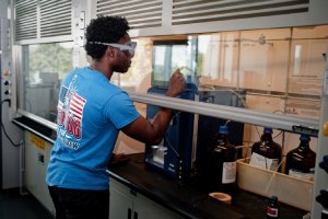 Student adjusting the Purification System