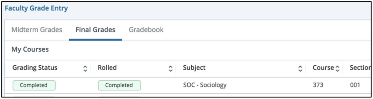 Faculty Grade Overview final grade tab