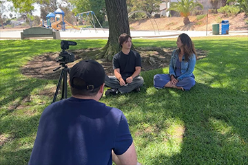 Brian Mulvey filming for "I Hear You, Gen Z."