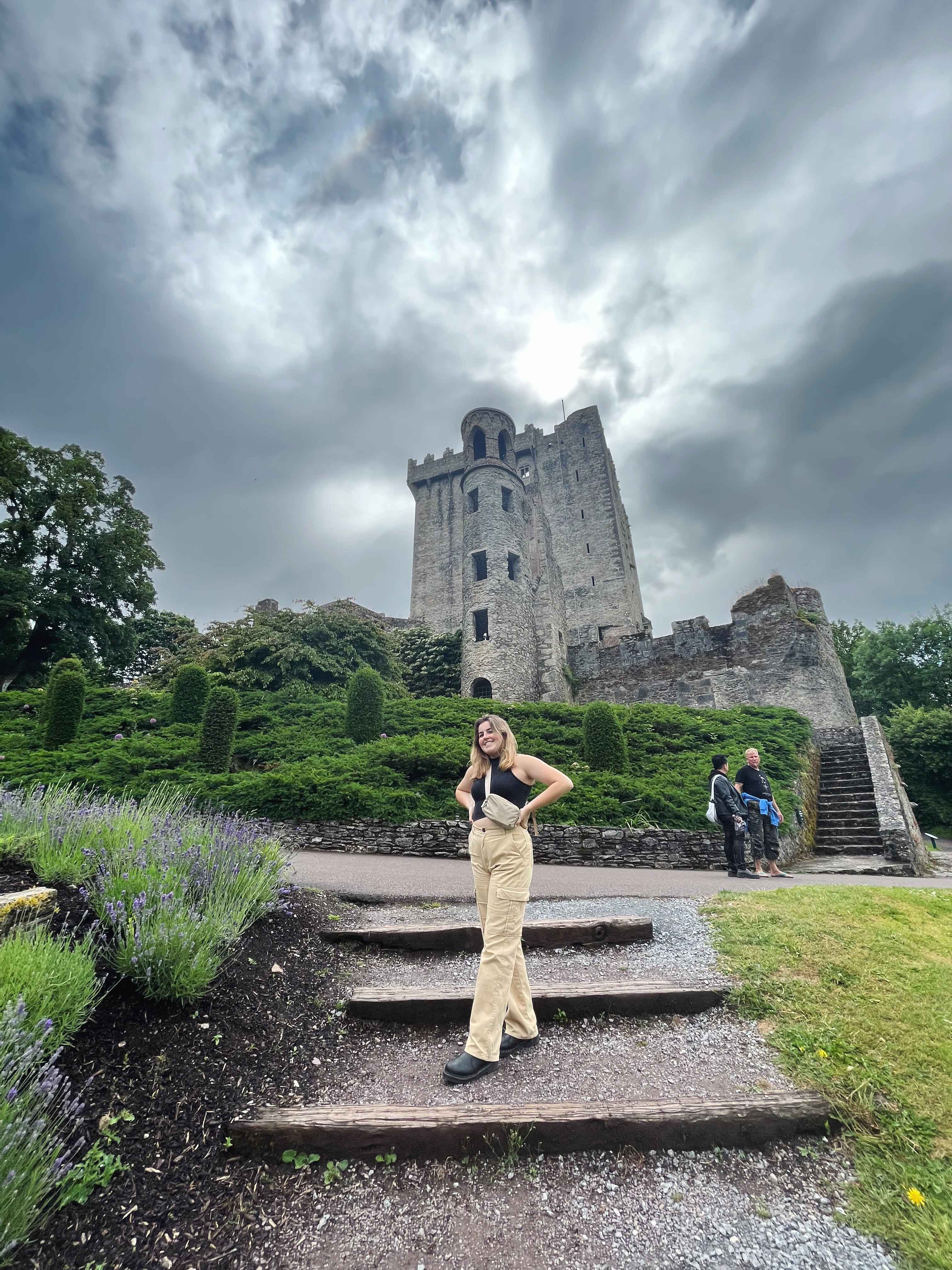Student outside Blarney Castle in Ireland