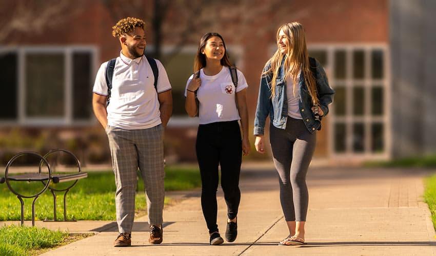 Students walking outside