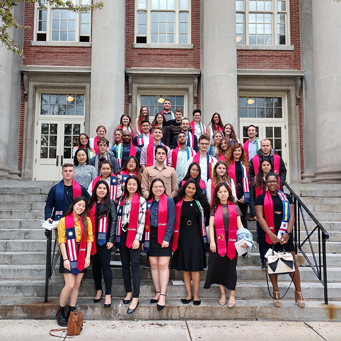 Sash recipients on the steps of Old Main