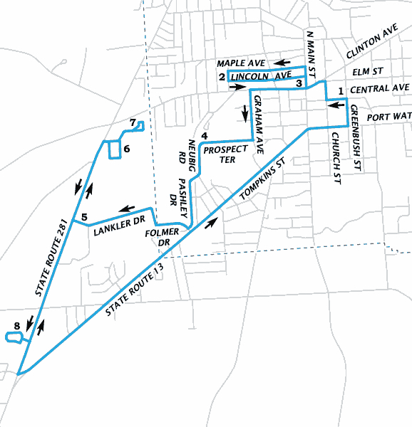 Map of the bus stop locations listed on this page
