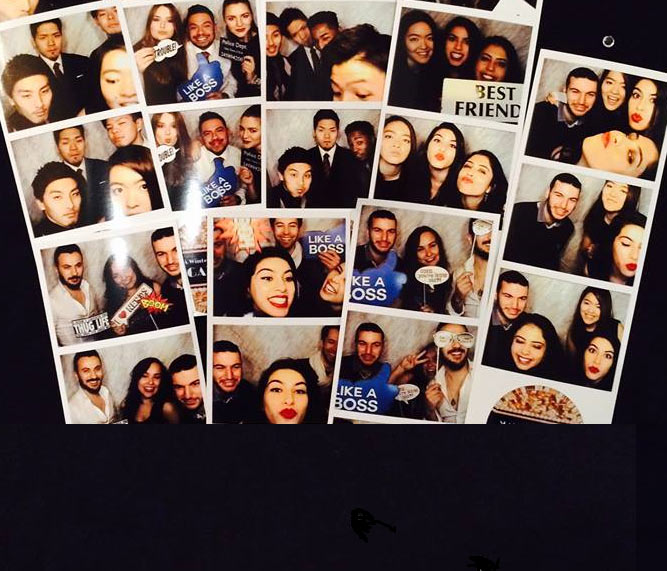 ISS students in a photo booth