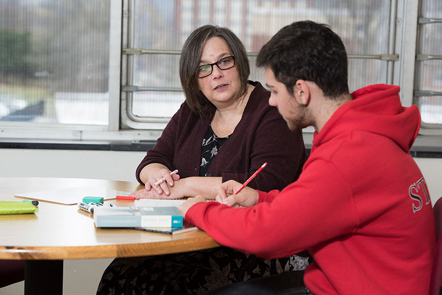 Student and tutor in the writing center