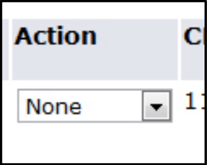 Screenshot showing "Action" dropdown