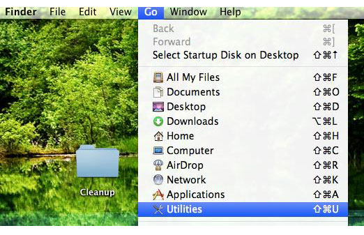 Screenshot of utility menu