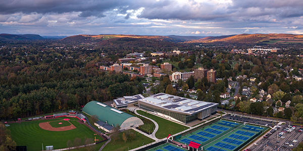 Aerial view of the SUNY Cortland campus