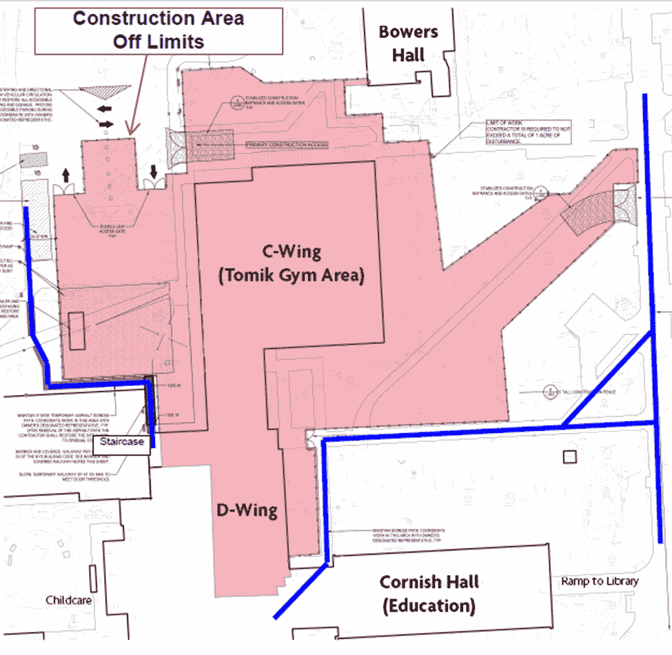Map of Tomik construction zone