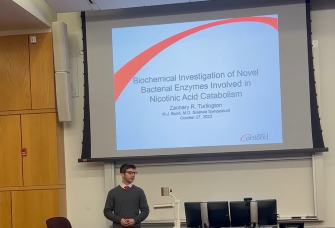 Cortland alum Zachary Turlington presenting Biochemistry research