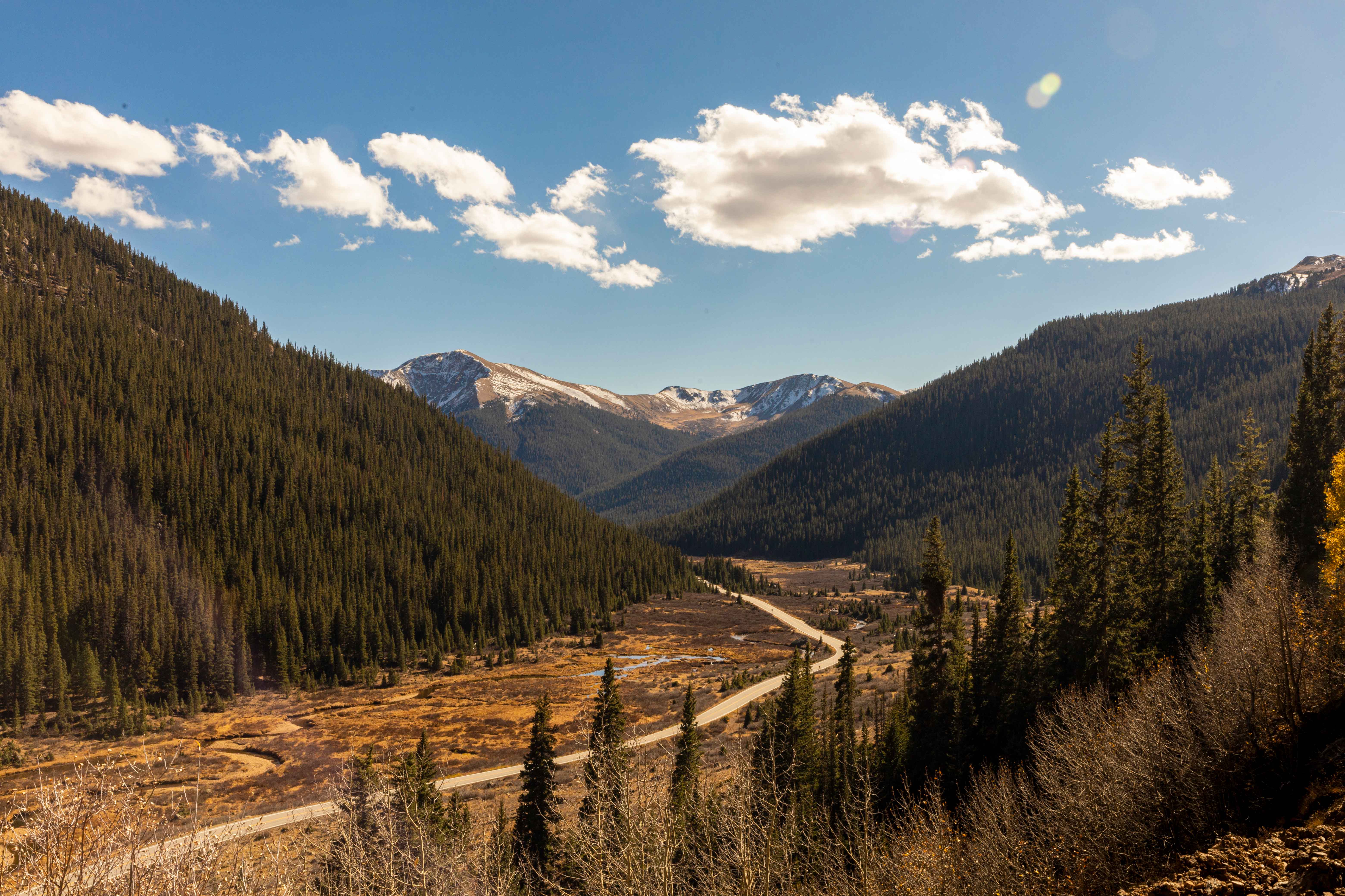 Landscape view of road near Colorado mountains